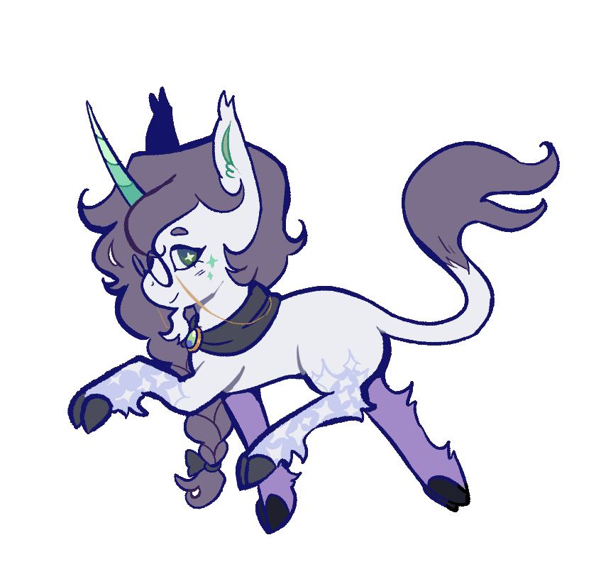 Artwork of my mascot fursona, Chauntell, a white unicorn